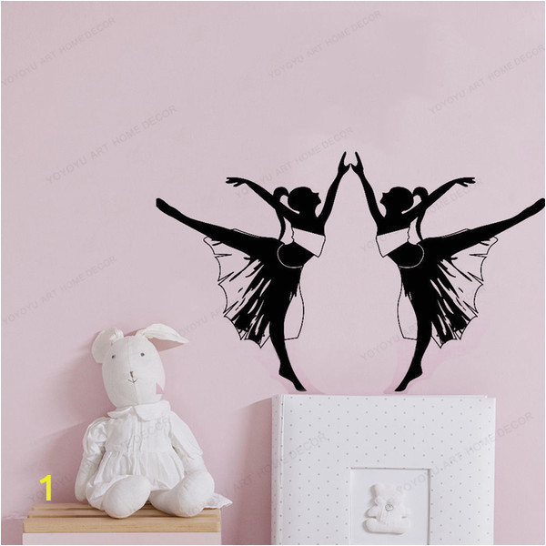 Mural Wall Art Stickers Two Girls Dancing Wall Sticker Art Home Decoration Girls Bedroom Wall Decal Art Wall Mural Poster Wall Decals for Sale Wall Decals for the Home From