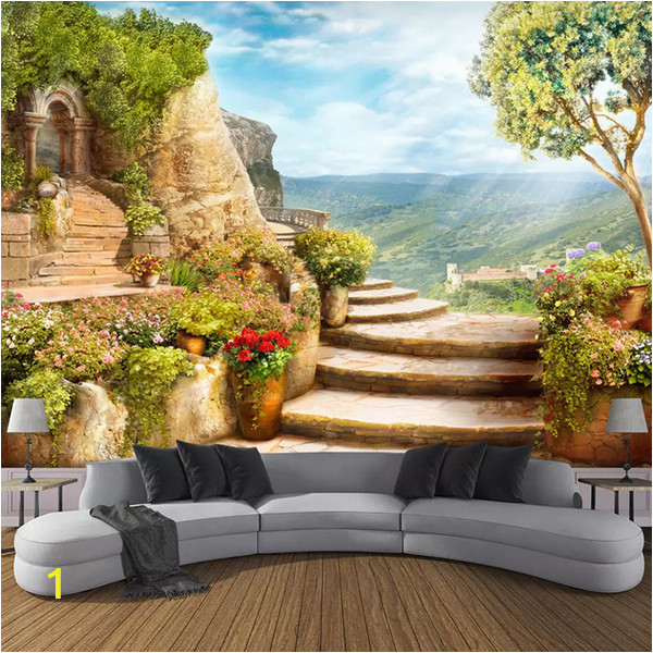 Mural Wall Painting 3d Custom Mural Wallpaper 3d Stereoscopic Space Balcony Stairs European Garden View Wall Painting Living Room Decor Wallpaper Free Wallpapers for