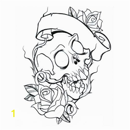 New School Tattoo Coloring Pages Skull and Roses Coloring Pages for Adults