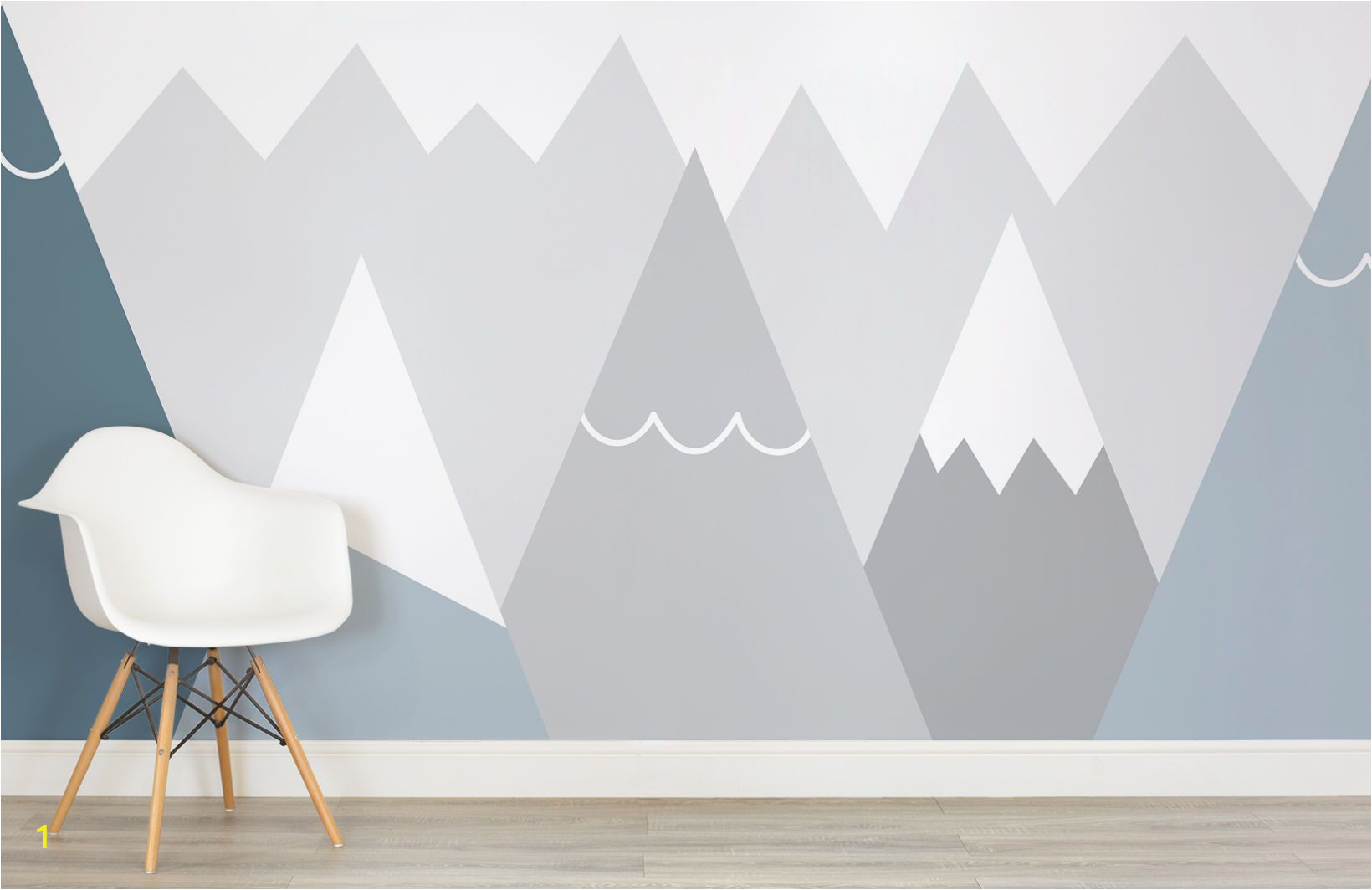 Nursery Mountain Wall Mural Kids Blue and Gray Mountains Wall Mural