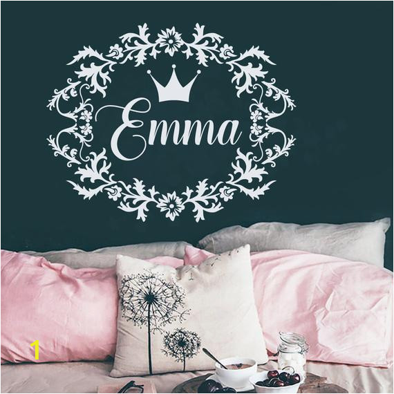 Nursery Wall Mural Decals Personalized Name Wall Decal Girls Name Decal Cottage Style Decal Crown Sticker Rustic Decal Nursery Decor Custom Name Ma45