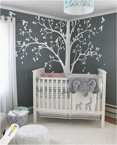 Nursery Wall Mural Decals Tree Decal Huge White Tree Wall Decal Stickers Corner