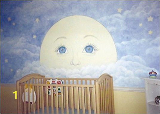 Nursery Wall Mural Ideas Man In the Moon Mural Baby S Room