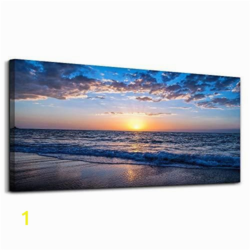 Ocean Sunset Wall Murals Moon Sea Blue Ocean Sunset 1 Piece Framed Canvas