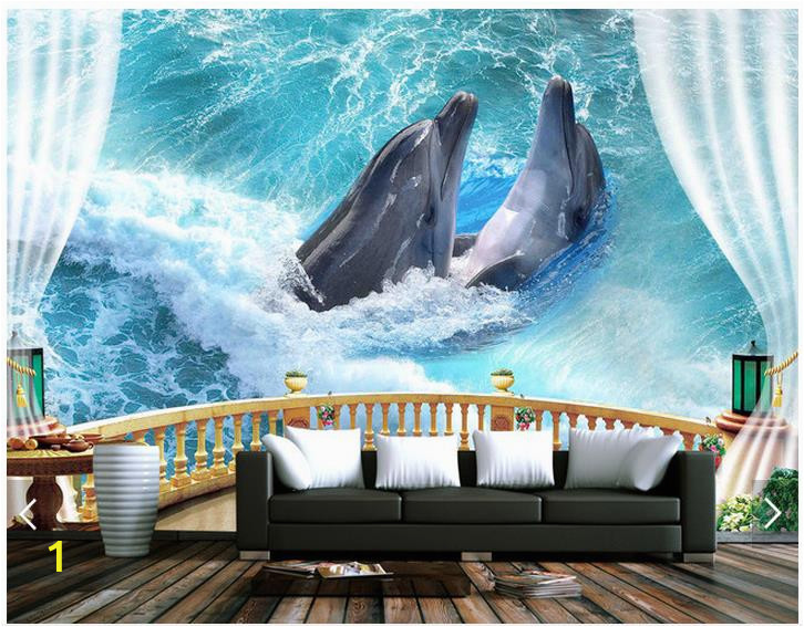 3d wallpaper custom 3d wall murals wallpaper balcony sea ocean dolphin background wall paintings 3d living