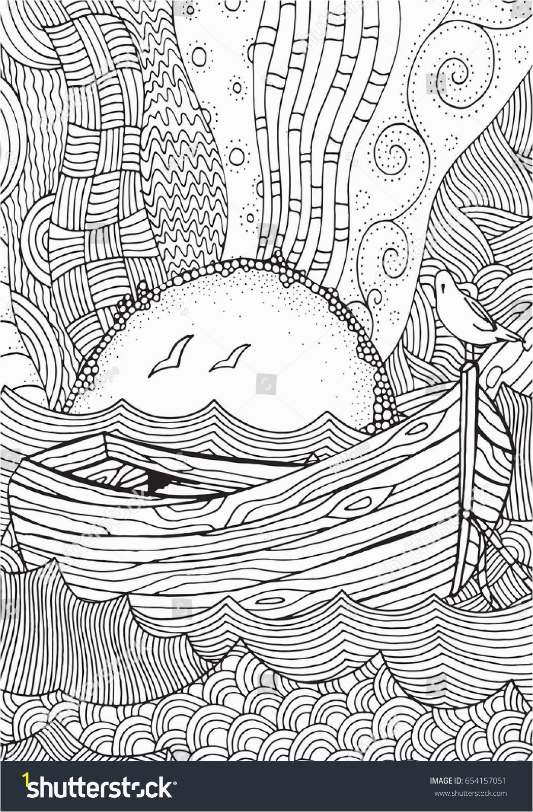 Ocean Waves Coloring Pages Wooden Boat Floating On the Waves Waves Boat Sea Art
