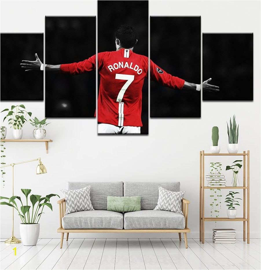 Canvas Painting Football Soccer start old trafford 5 Pieces Wall Art Painting Modular Wallpapers Poster Print