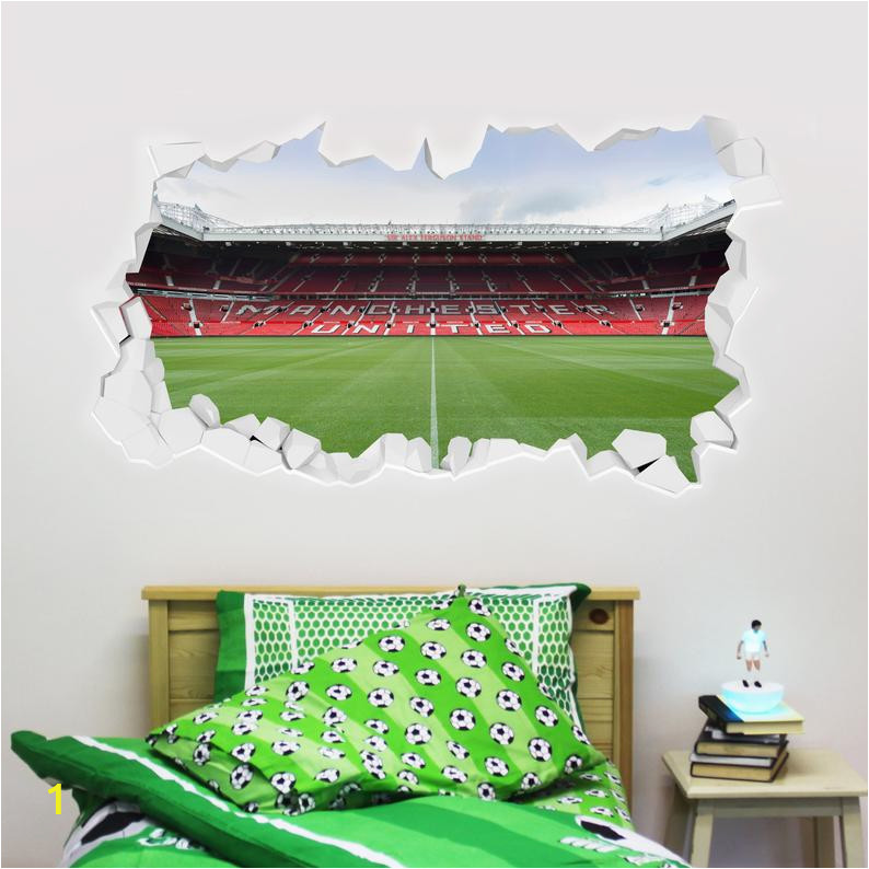 Old Trafford Wall Mural Manchester United Football Club Broken Wall Old Trafford Stadium Wall Mural Bonus Wall Sticker Set