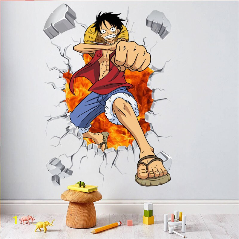 e Piece Anime ic Luffy Breack Wall 3D Window Wall Stickers Decals Vinyl Decoration Fashion Decor