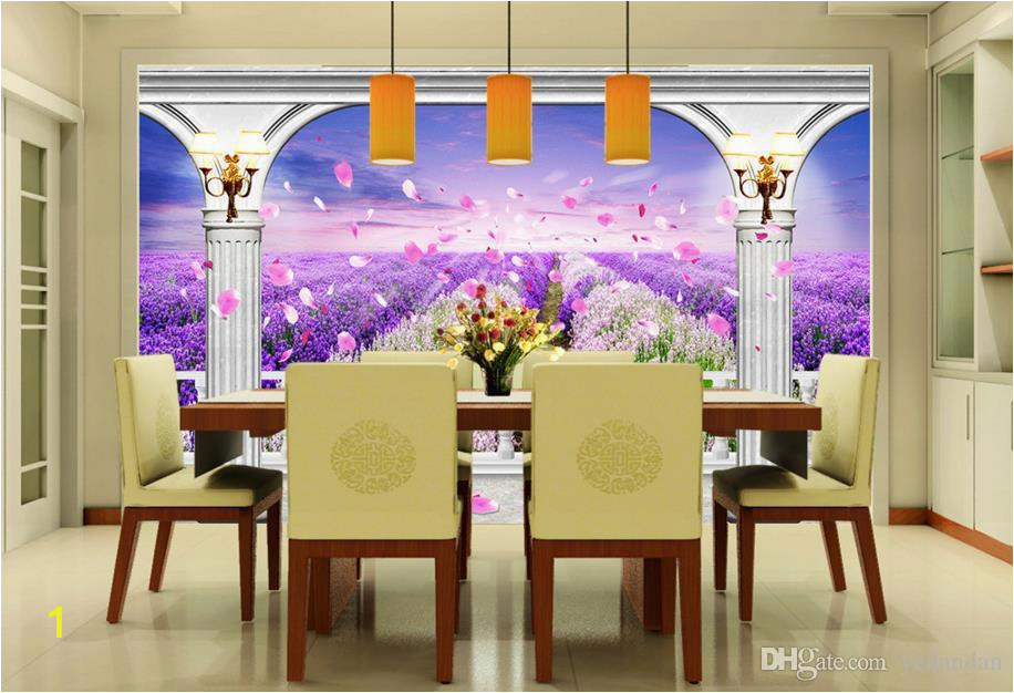 Oriental Garden Wall Mural Großhandel Benutzerdefinierte 3d Fototapete Kunst Wandbild Lavendel Blume Meer 3d Wandbild Tapete 3d Modern Abstract Wall Paper Von Yedandan $22 12