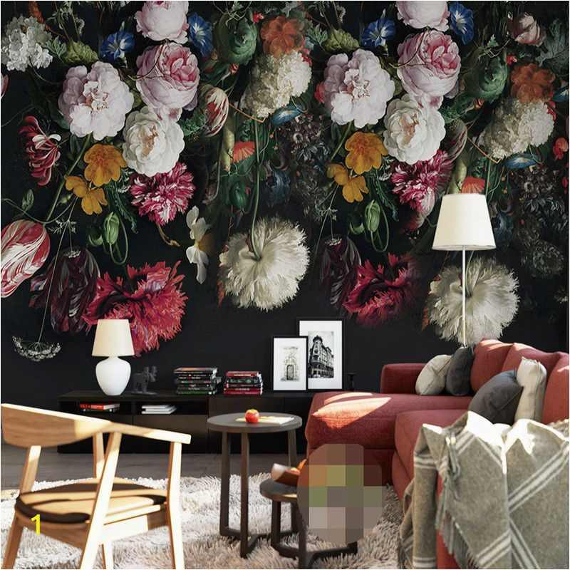 Painted Floral Wall Murals 3d Wall Murals Wallpaper Retro Hand Painted Floral Wall