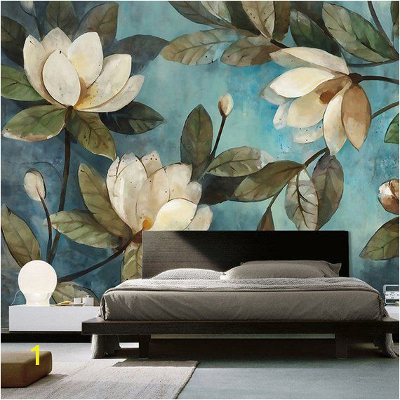 Painted Floral Wall Murals Lily Magnolian Floral Wall Decor Wall Mural Oil Paiting