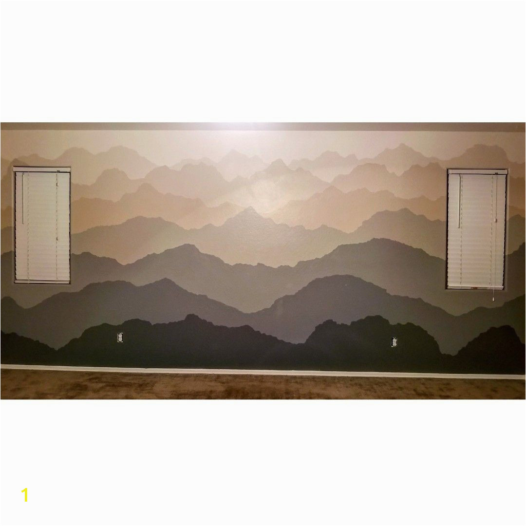 Painted Mountain Wall Mural Hand Painted Wall Mural Of Gra Nt Mountain Ranges Done In