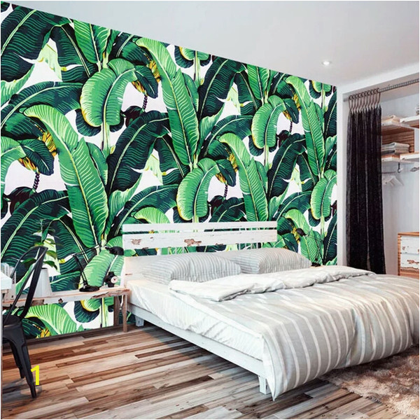 Painting A forest Wall Mural Custom Wall Mural Wallpaper European Style Retro Hand Painted Rain forest Plant Banana Leaf Pastoral Wall Painting Wallpaper 3d Free Wallpaper Hd