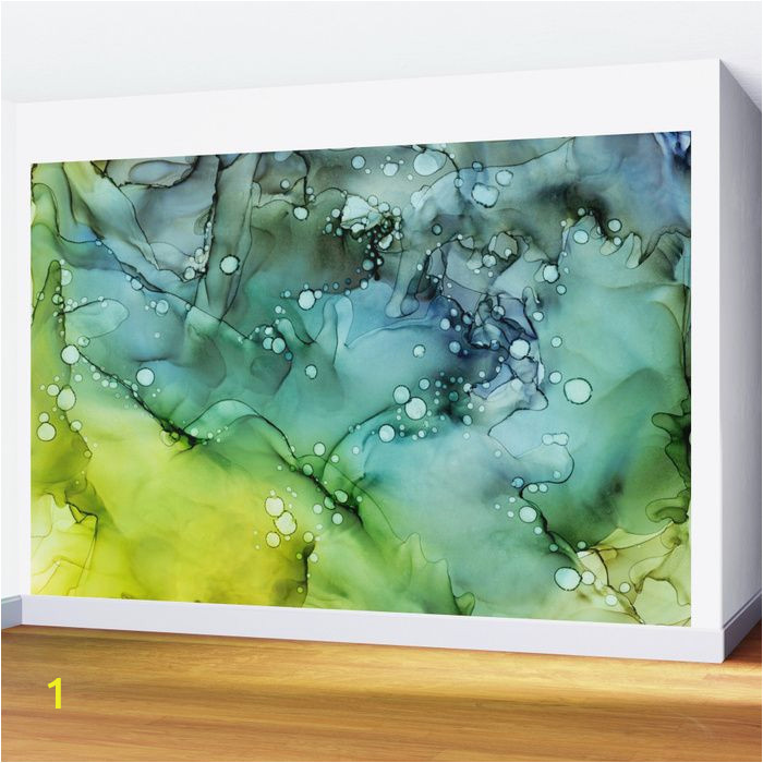 Painting A Mural On A Textured Wall Green Blue Yellow Textures Ink Abstract Painting Wall Mural