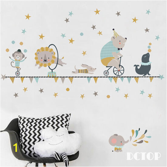 Wall stickers for kids Elephant circus animal cartoon wall decor stickers for childrens room decoration 1