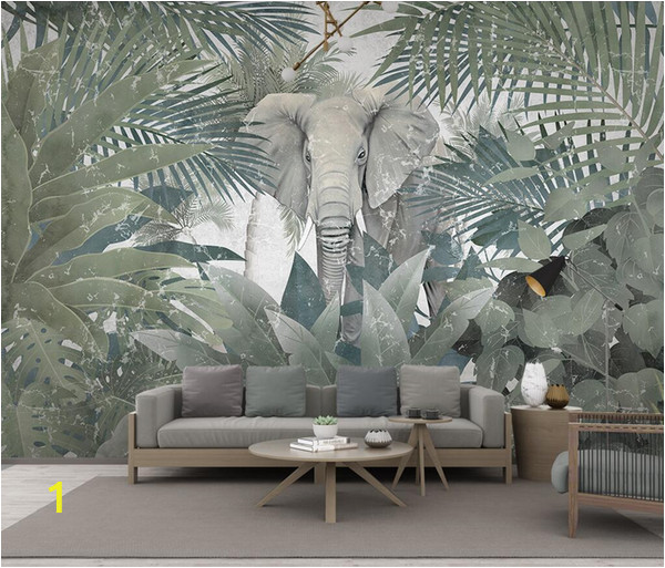 Palm Leaf Wall Mural 3d Wallpaper Custom Mural Landscape nordic Tropical Plant Coconut Tree Animal Elephant Landscape Tv Murals Wallpaper for Walls 3 D Wallpaper to