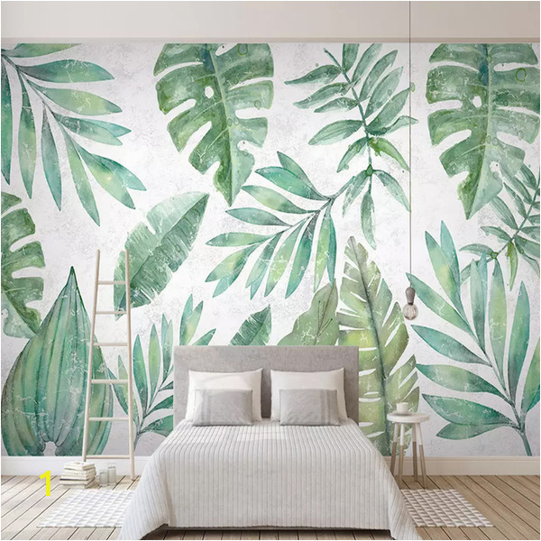 Palm Leaf Wall Mural 3d Wallpaper nordic Style Tropical Plant Banana Leaf Hand Painted Tv Background Wall Murals Living Room Bedroom Papel De Parede Wallpaper High