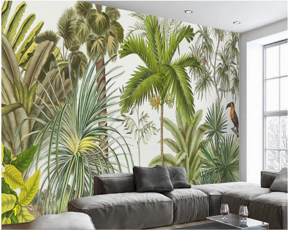 Palm Leaf Wall Mural Us $8 85 Off Beibehang Classic Retriever Wallpaper Retro Tropical Rainforest Parrot Palm Leaf Living Room Tv Background Wall Papel De Parede W