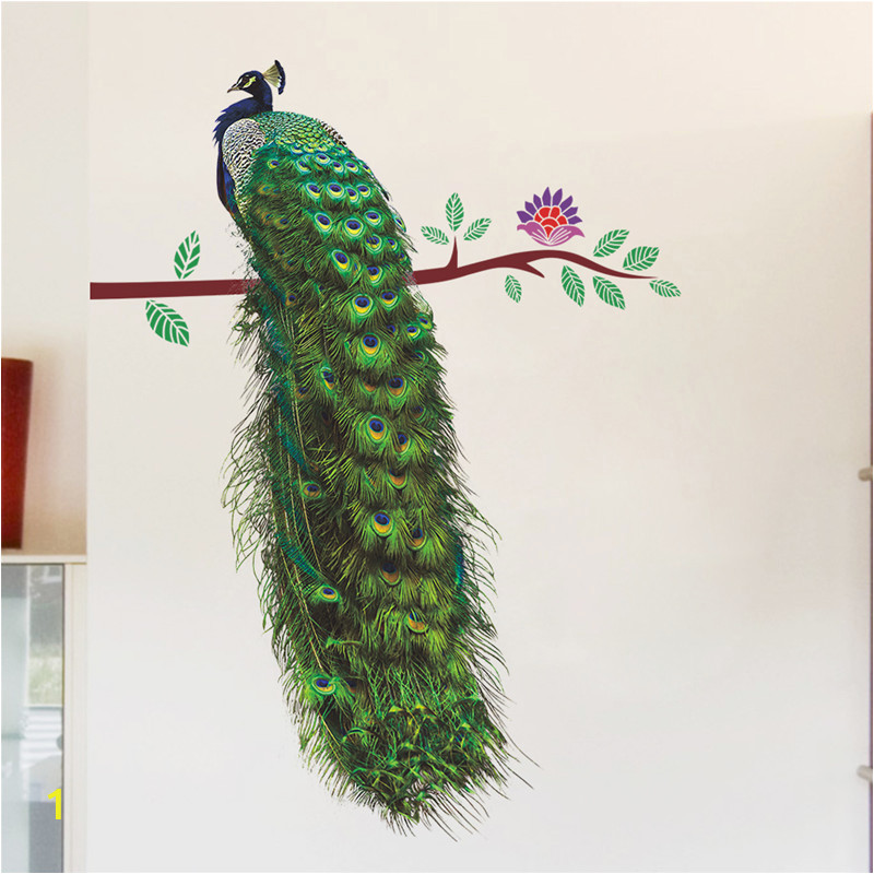 Peacock Feather Wall Mural 3d Peacock Branch Feathers Wall Sticker for Living Room Free Shipping