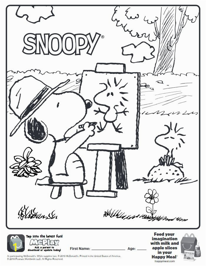 Peanuts Printable Coloring Pages Here is the Happy Meal Snoopy Coloring Page the