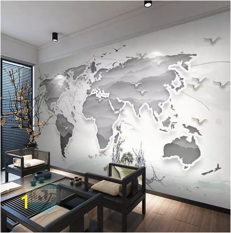 Peel and Stick World Map Wall Mural 3d Simple Metallic World Map Wallpaper Removable Self