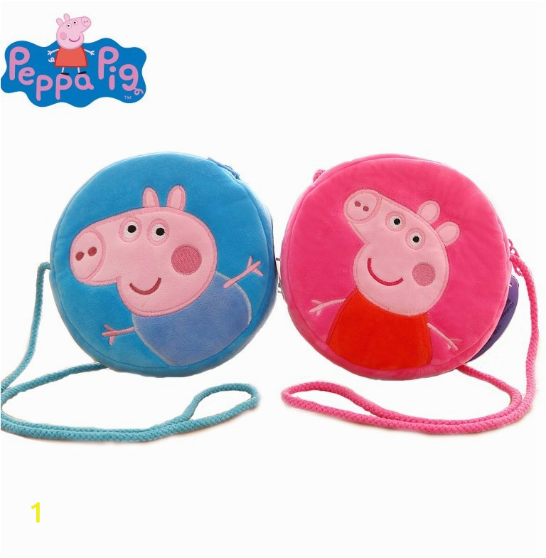 Original Peppa Pig font b George b font Pig Plush Cartoon Round Purse Toy Peppa font