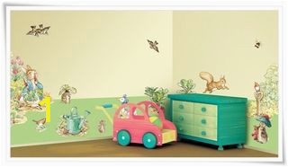 Peter Rabbit Wall Mural Stickers Kids Removable Wall Decals Stickers Beatrix Potter Peter