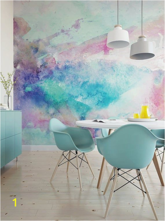 Photo Into Wall Mural Cool tones Watercolor Wall Mural Artistic Peel and Stick
