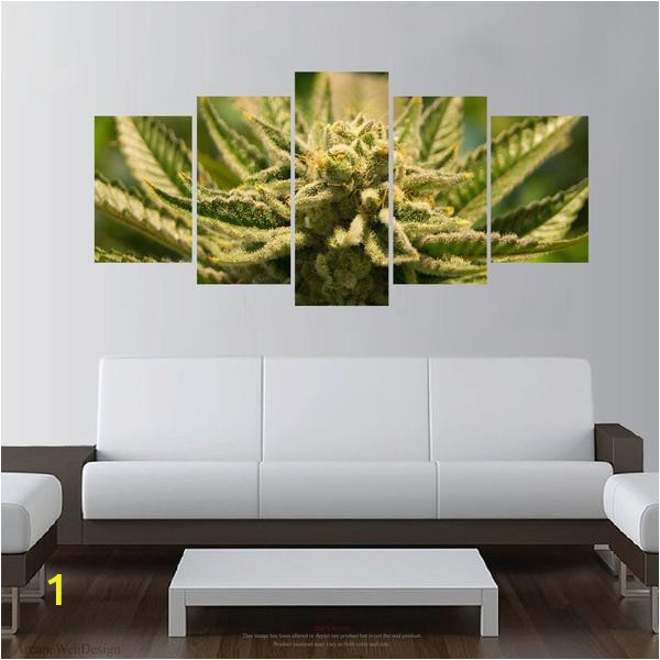 Picture Frame Wall Mural Marijuana Cannabis 420 5 Piece Canvas Wall Art