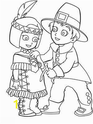 Pilgrim and Indian Coloring Pages Indian Girl and Pilgrim Boy Coloring Page
