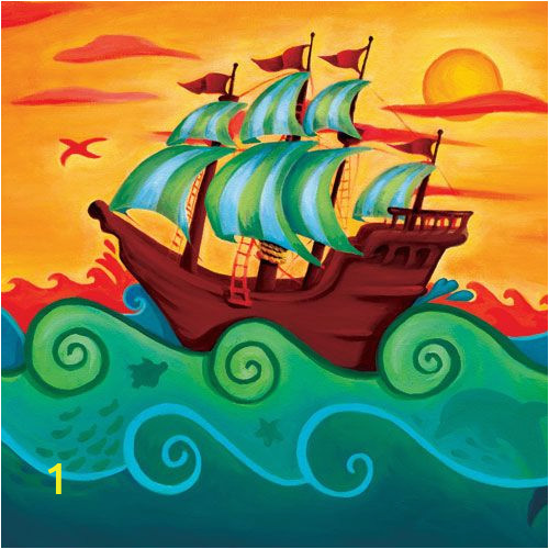 Pirate Ship Wall Mural Pirate Ship Canvas Reproduction Boys Room In 2019