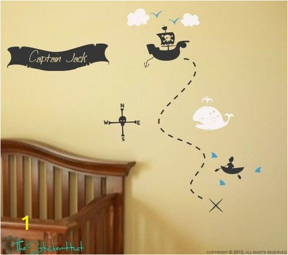 Pirate Treasure Map Wall Mural Pirate Treasure Map Your Name Boys Room Nursery Vinyl