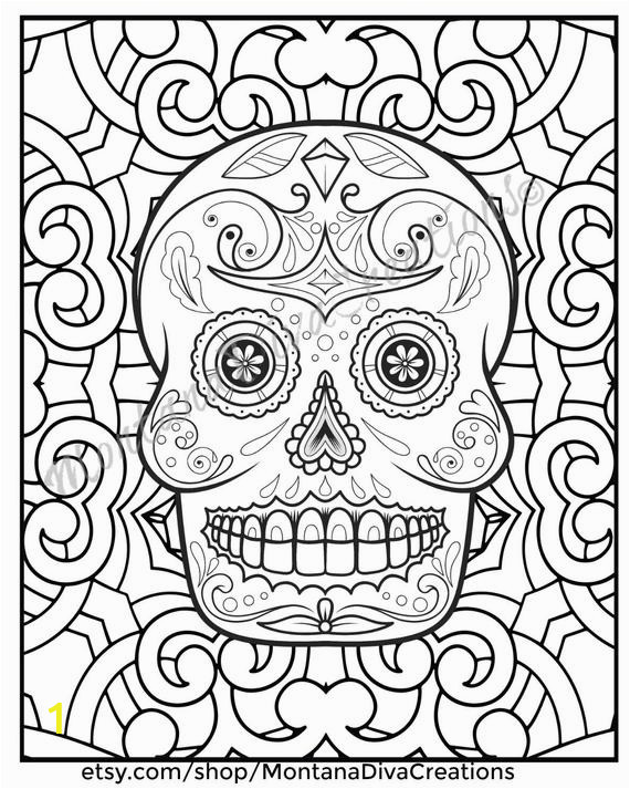 Plain Skull Coloring Pages Halloween Day Of the Dead Sugar Skull Mandala Coloring Pages Immediate Digital Download V1