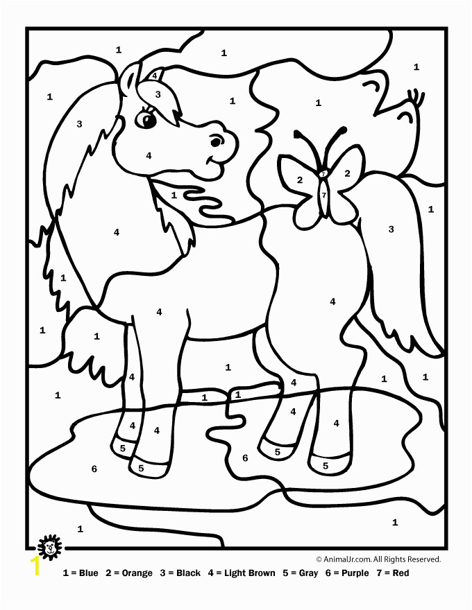 Preschool Farm Animal Coloring Pages Color by Number Farm Animal Horse