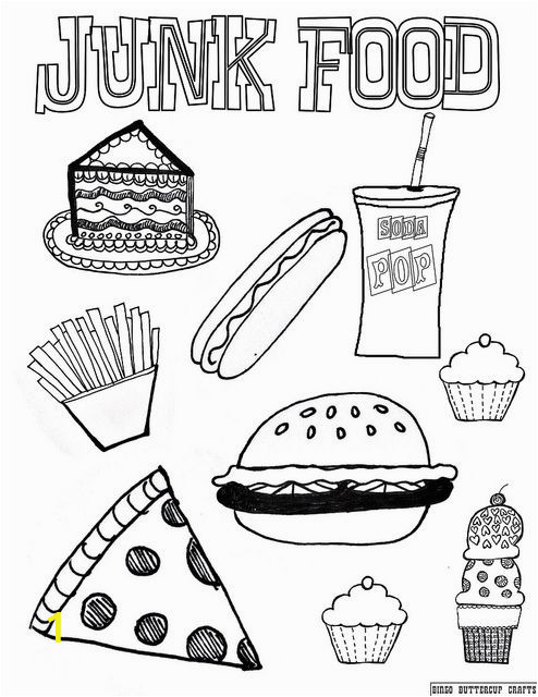 Printable Food Coloring Pages Junk Food 8 5 by11 Coloring Page
