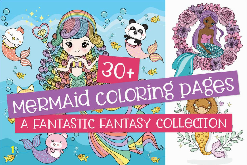 Mermaid coloring pages collection 1024x683