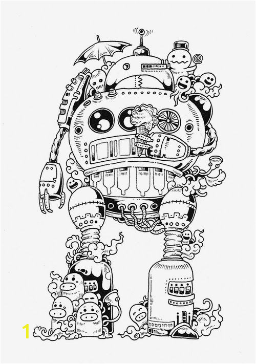 Printable Robot Coloring Pages Doodle Invasion Drawings