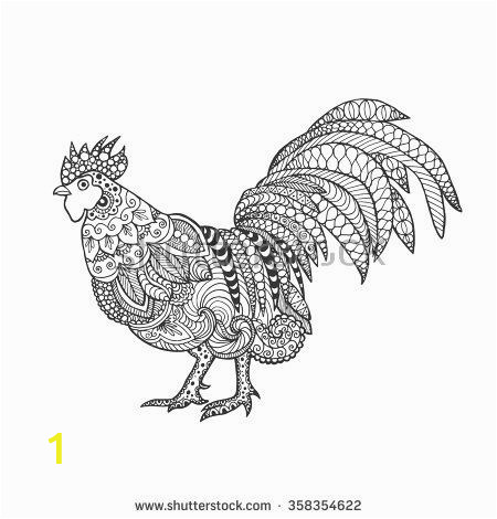 Printable Rooster Coloring Pages Rooster Birds Black White Hand Drawn Doodle Ethnic