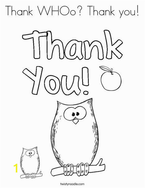 Printable Thank You Coloring Pages Thank whoo Thank You Coloring Page Twisty Noodle