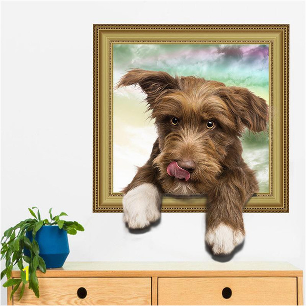 Puppy Dog Wall Murals Cute Dog Wall Stickers Vinyl Animal Wall Mural for Living Room Kids Room Home Decoration Wall Decal Stickers to Decorate Walls Stickers Wall From