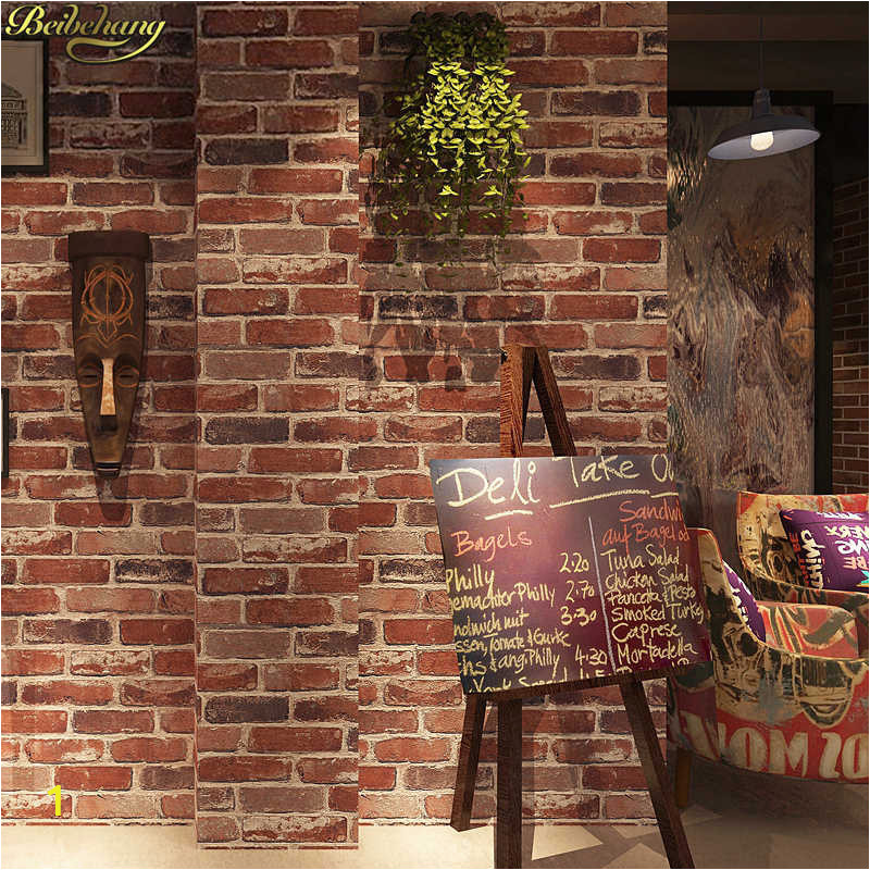 beibehang Retro Vintage 3D Faux Brick Brick Wallpaper Cafe Bar Restaurant Culture Red Brick Wall paper q50