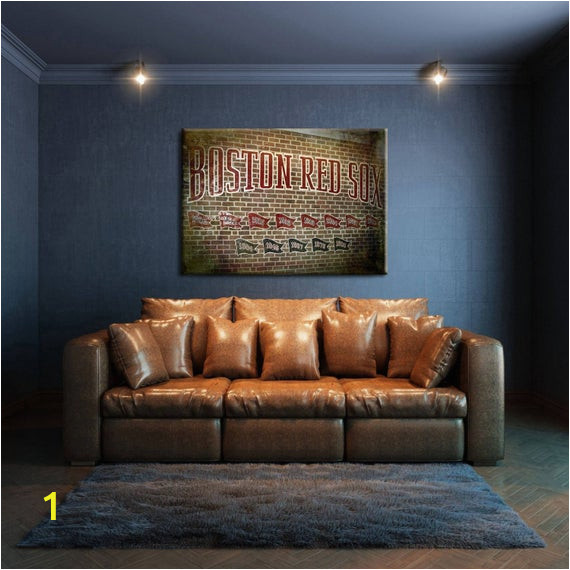 Red sox Green Monster Wall Mural Fenway Park Championship Flag Wall Mural Boston Red sox Wall Art In Print or Canvas Free Shipping