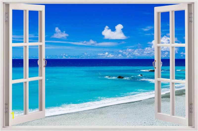 Removable Beach Wall Murals Details About 3d Beach Wall Stickers Window View Home Decor
