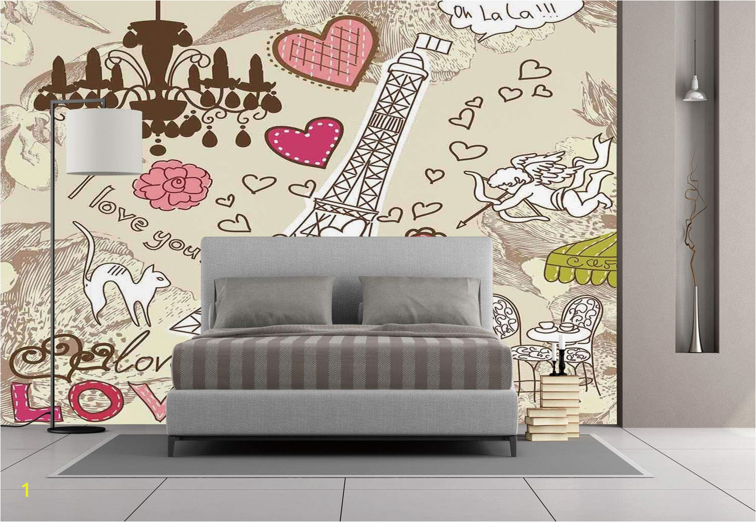 Removable Floral Wall Mural Amazon Wall Mural Sticker [ Paris Decor Doodles