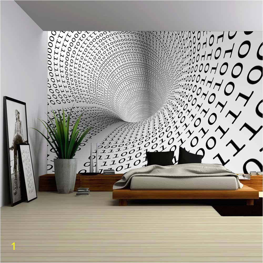 Removable Wall Mural Self Adhesive Large Wallpaper Wall26 Abstract Image Of Tunnel with Binary Language