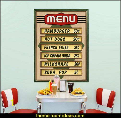 Retro Diner Wall Murals 50s Bedroom Ideas 50s theme Decor 1950s Retro Decorating