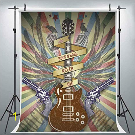 Rock N Roll Wall Mural Lucksty Rock and Roll Guitar Backdrops for Graphy