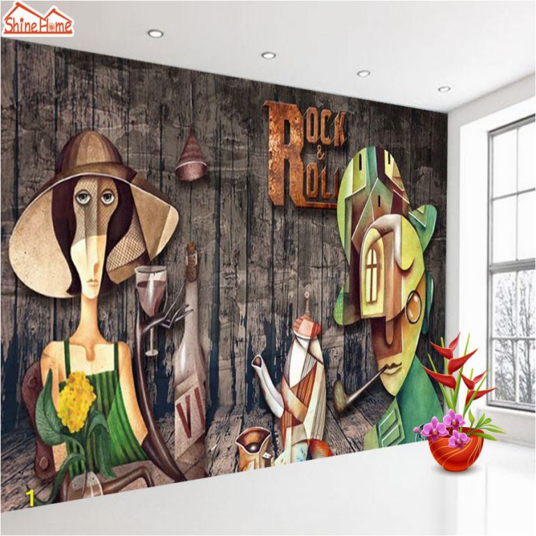 Rock N Roll Wall Mural Shinehome Rock N Roll Drewna TaÅ my Muzyki 3d