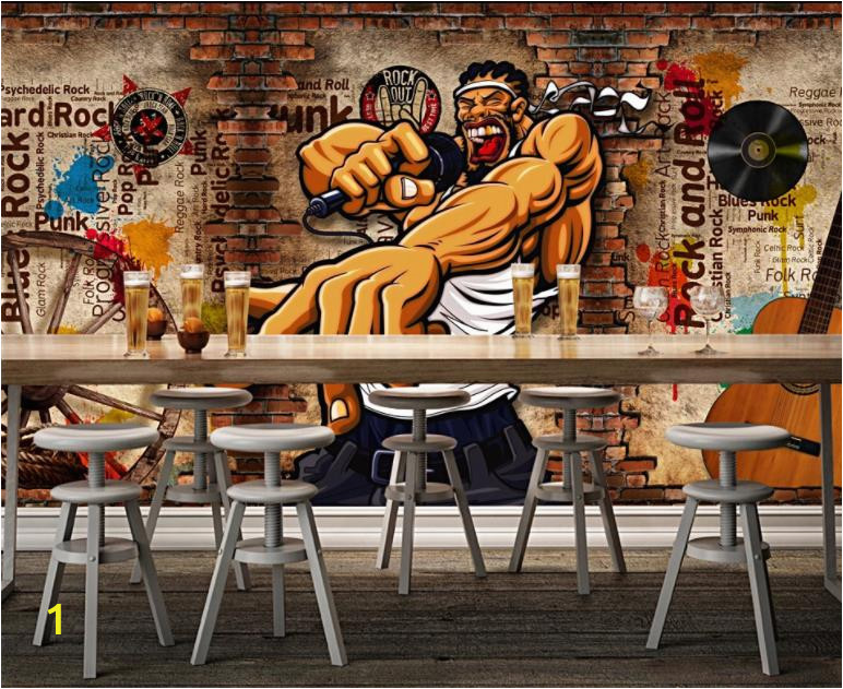 Rock N Roll Wall Mural Us $12 38 Off Home Decor Wall Mural Nostalgic Vintage Brick Wall Wall Papers Home Decor Living Room Bedroom Background Wall In Wallpapers From